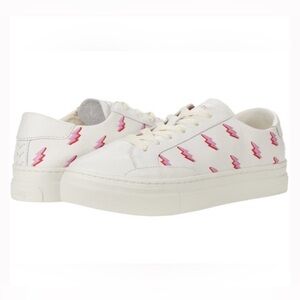 Soludos Kids' Sneakers with Pink Lightning on White
